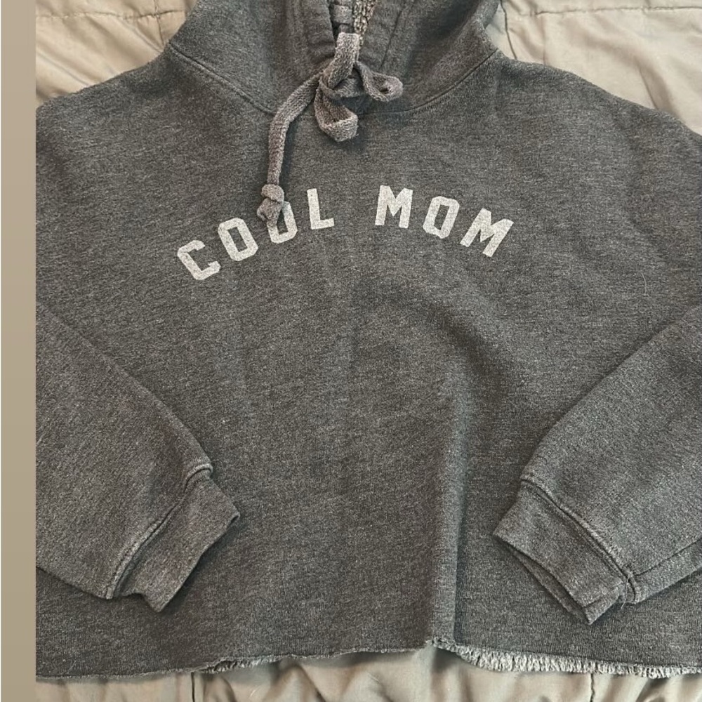 Cool Mom Gray Hoodie Sweatshirt cropped